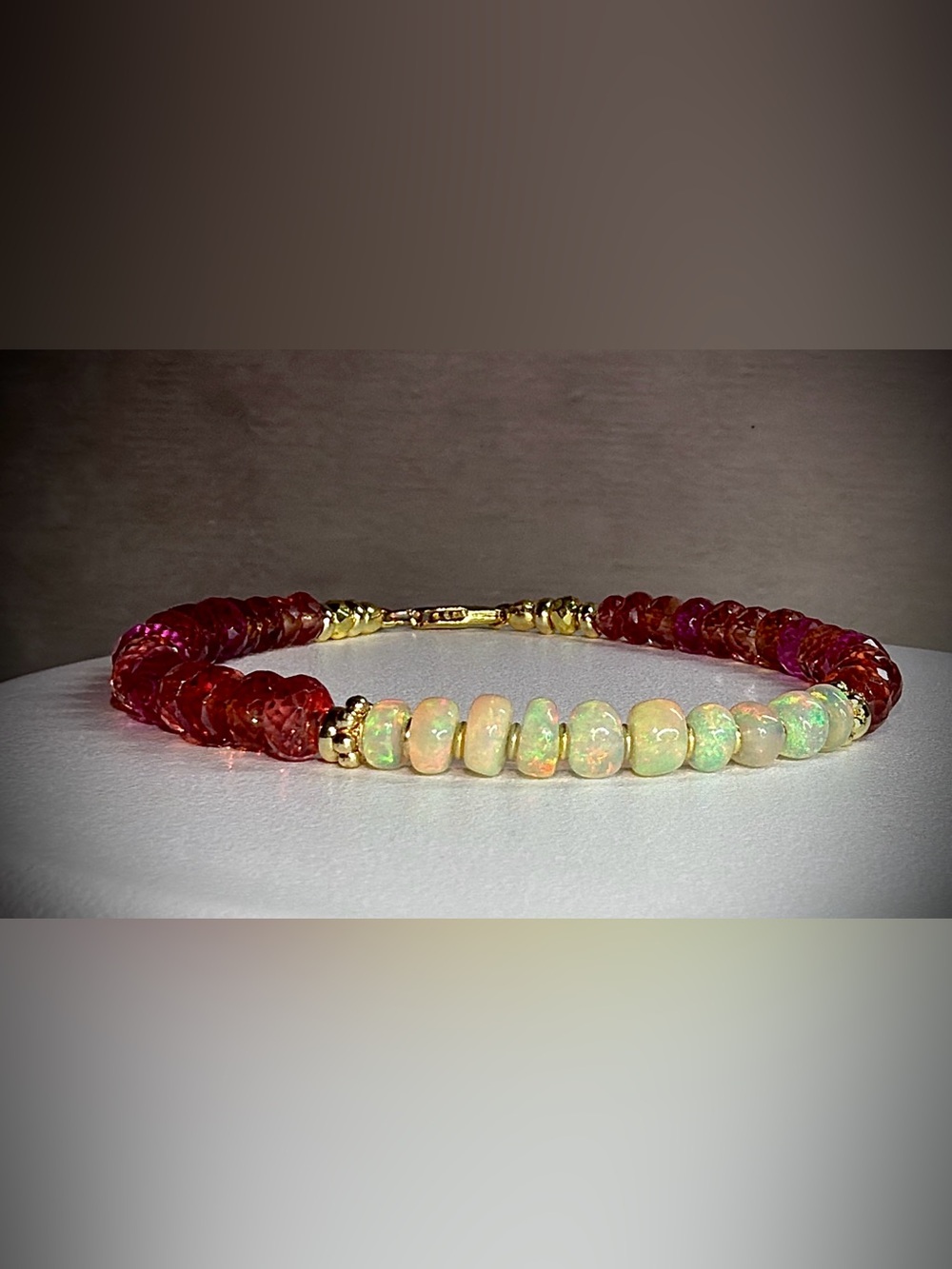 ✨ One of a Kind ✨ Luxury Padparadscha Sapphire & Ethiopian Opal Bracelet - Picture 6 of 6
